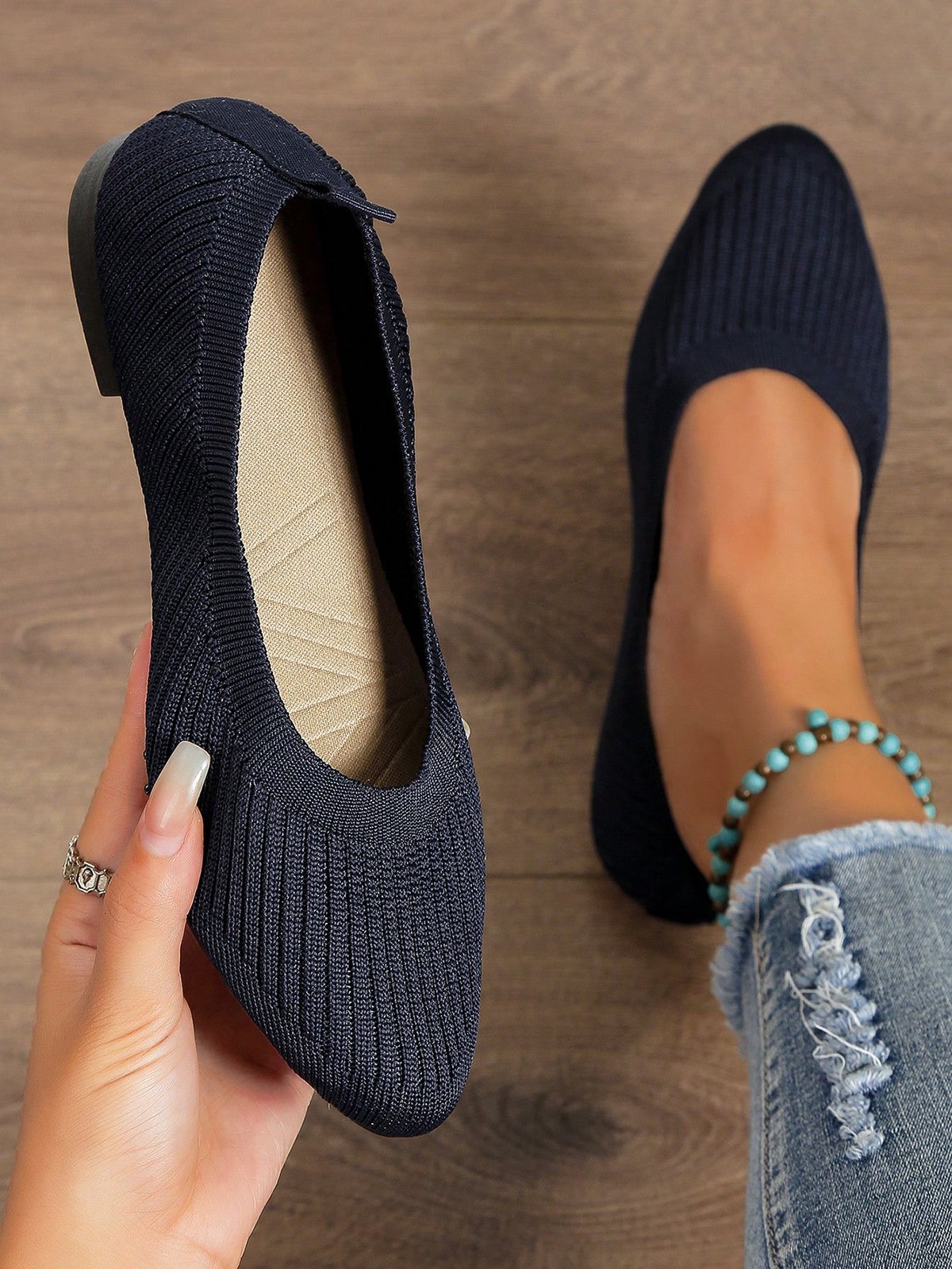 Damen minimalistisch Bequem Textil Flach Flache Schuhe
