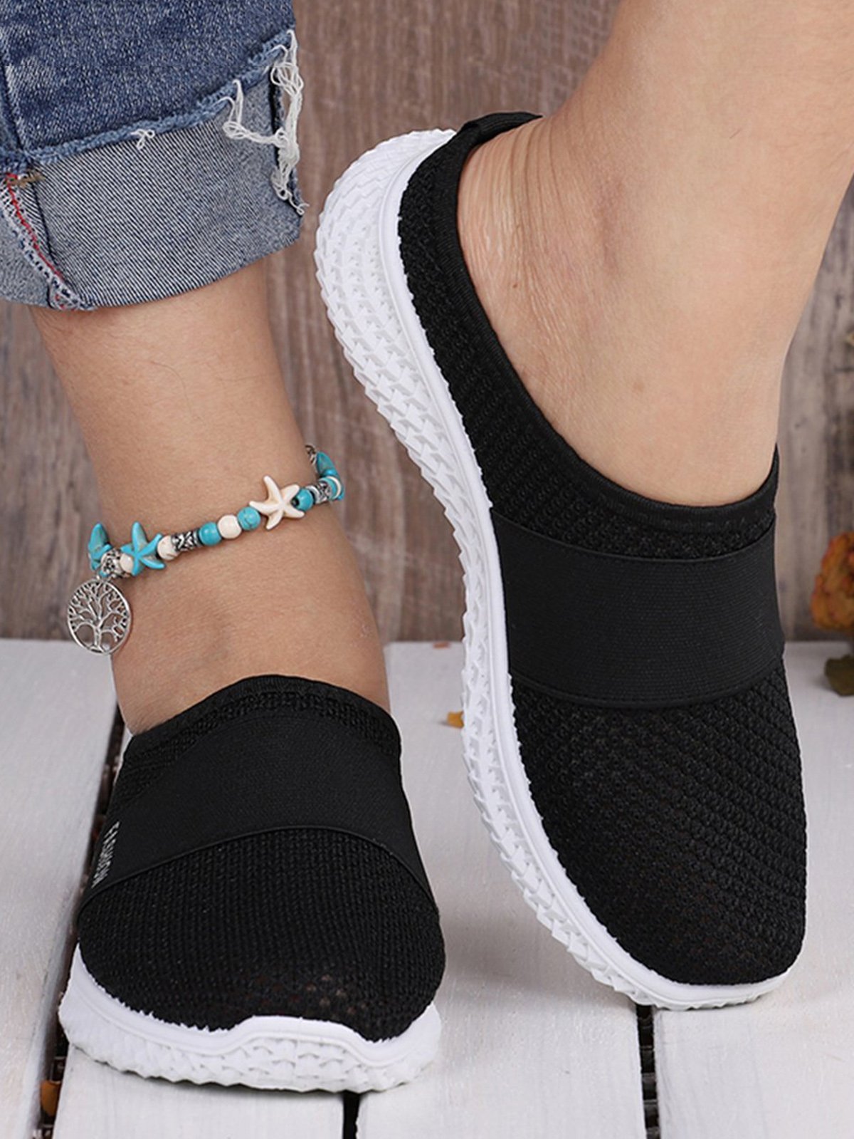 Atmungsaktiv Textil Slip On Maultier Sneakers
