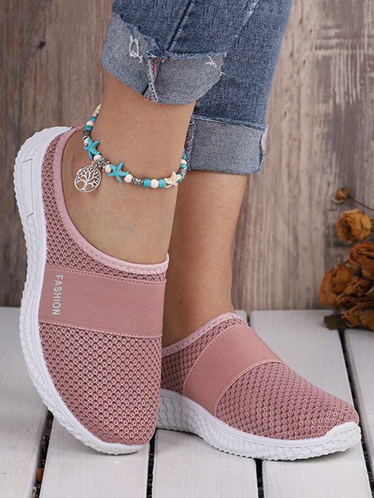 Atmungsaktiv Textil Slip On Maultier Sneakers