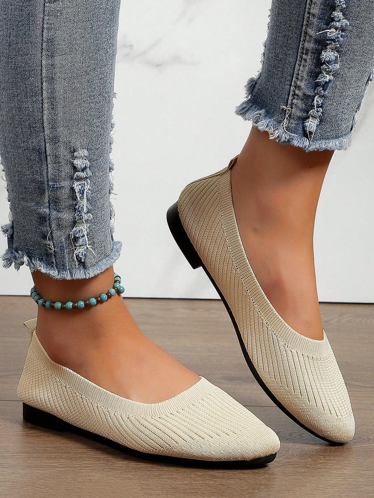 Damen minimalistisch Bequem Textil Flach Flache Schuhe