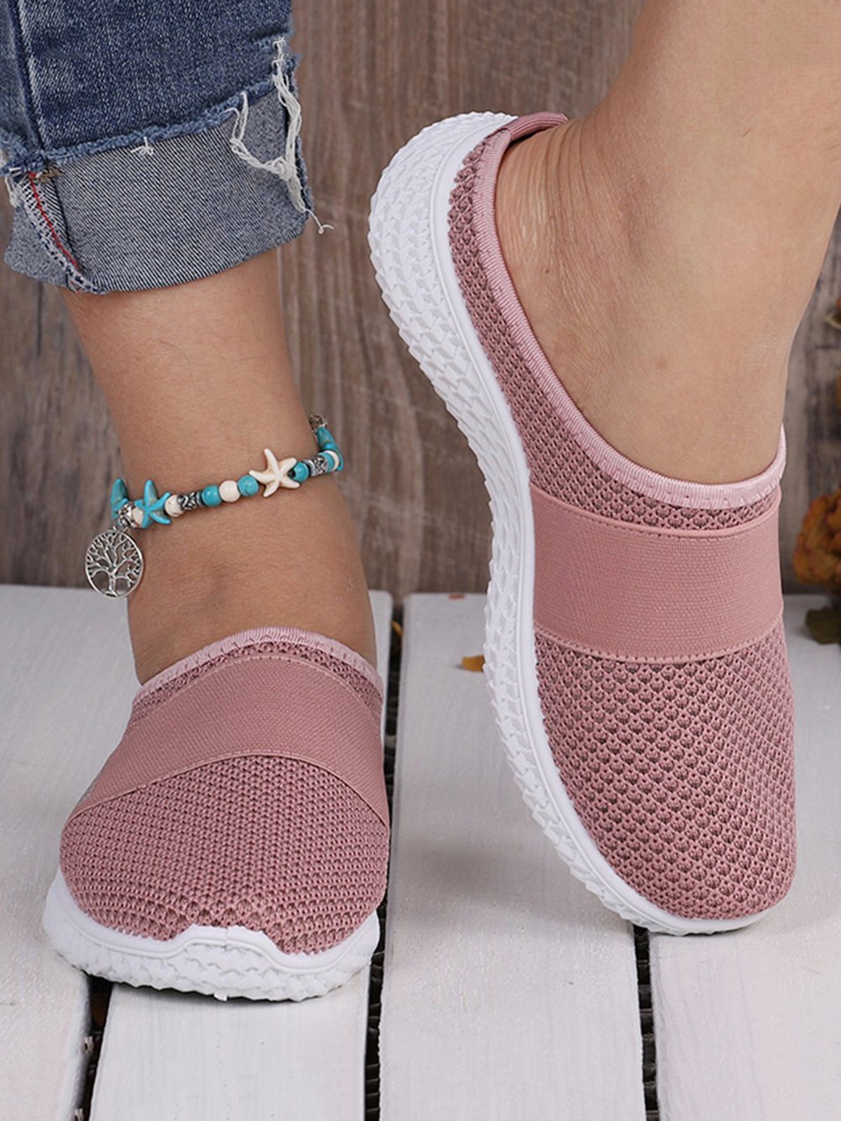 Atmungsaktiv Textil Slip On Maultier Sneakers