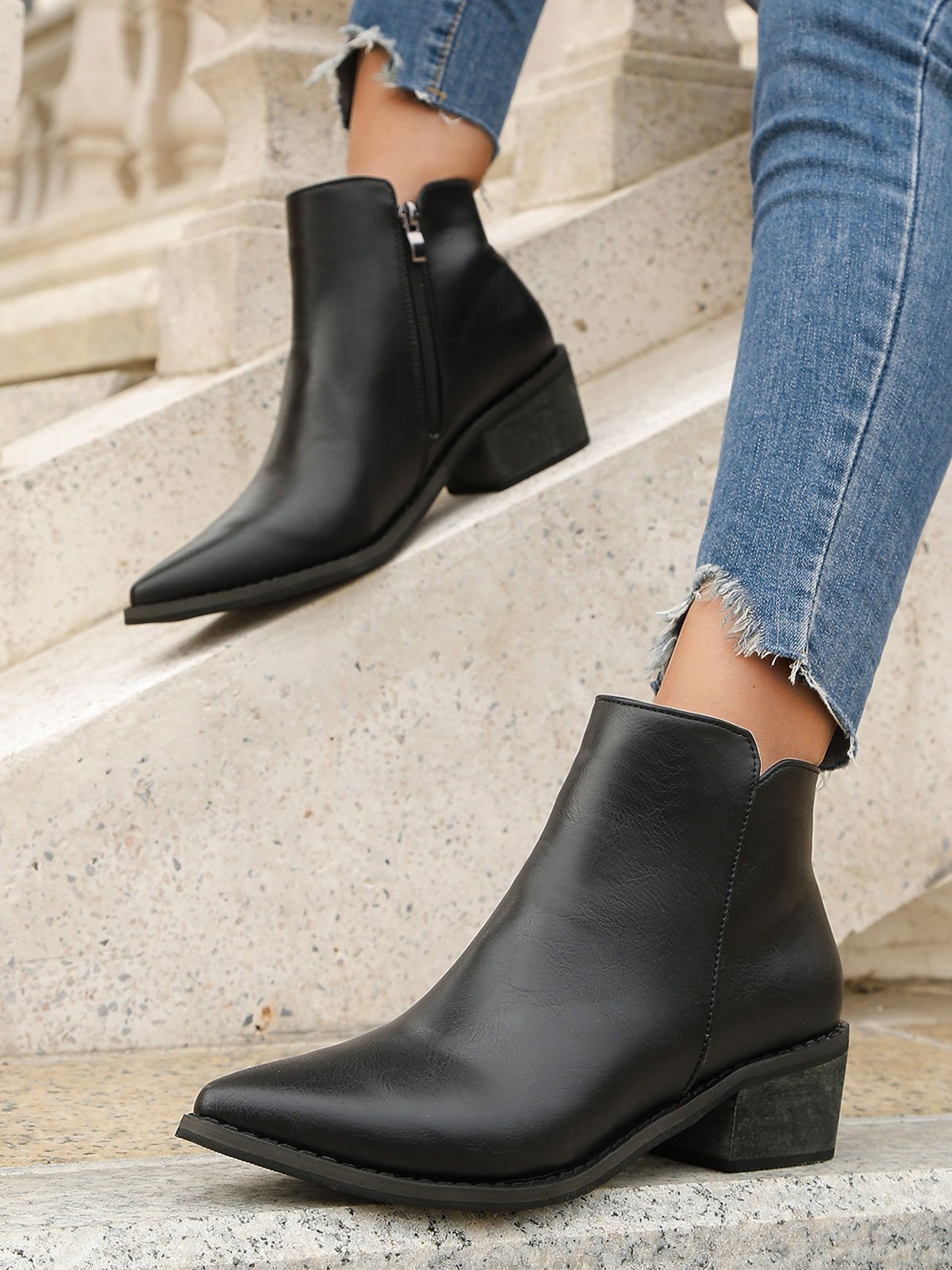 Retro Blockabsatz Klassisch Stiefelette