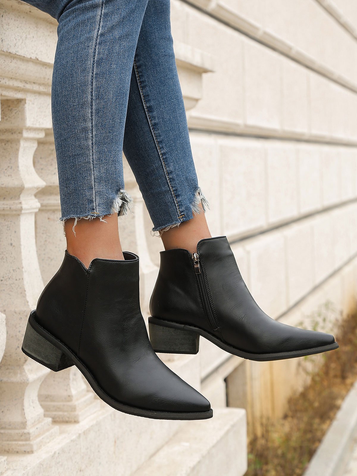 Retro Blockabsatz Klassisch Stiefelette