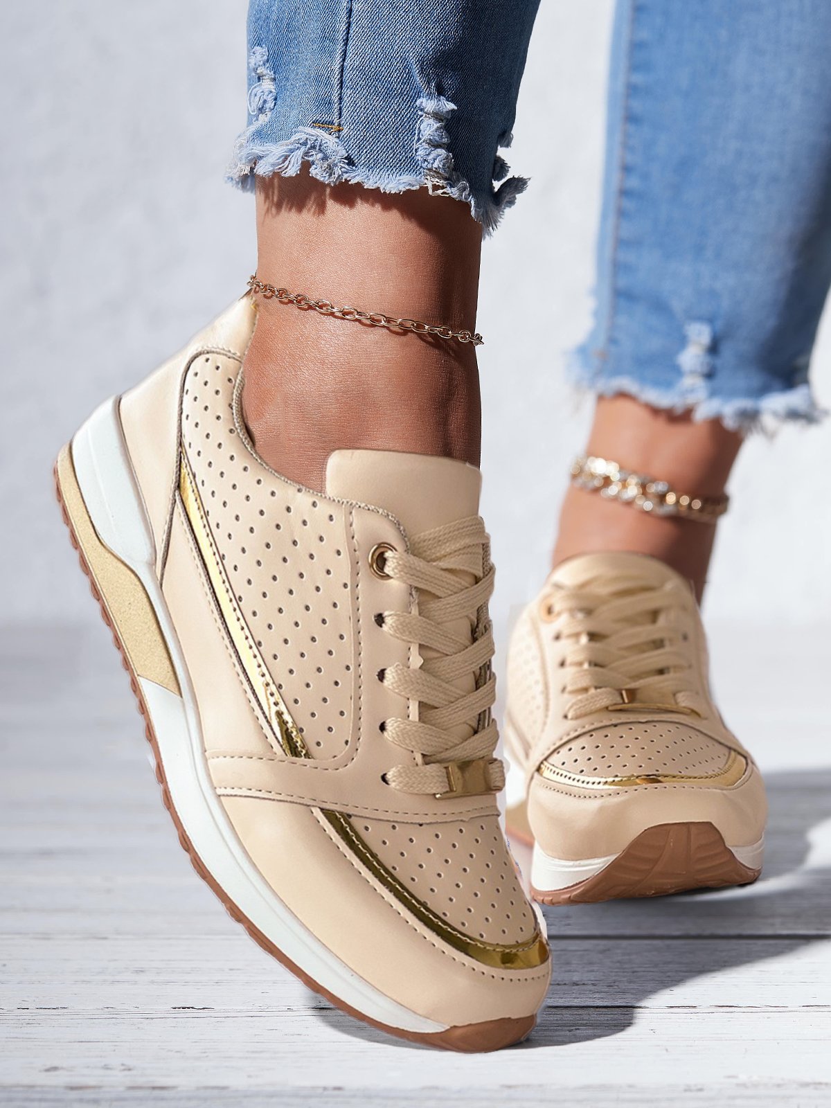 Ausgehöhlt Schnürung Atmungsaktiv Gehen Schuhe