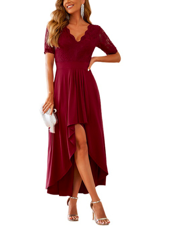 Unifarben Elegant Chiffon Kleid mit Nein