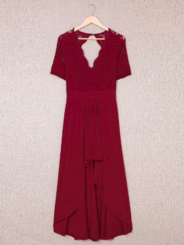 Unifarben Elegant Chiffon Kleid mit Nein