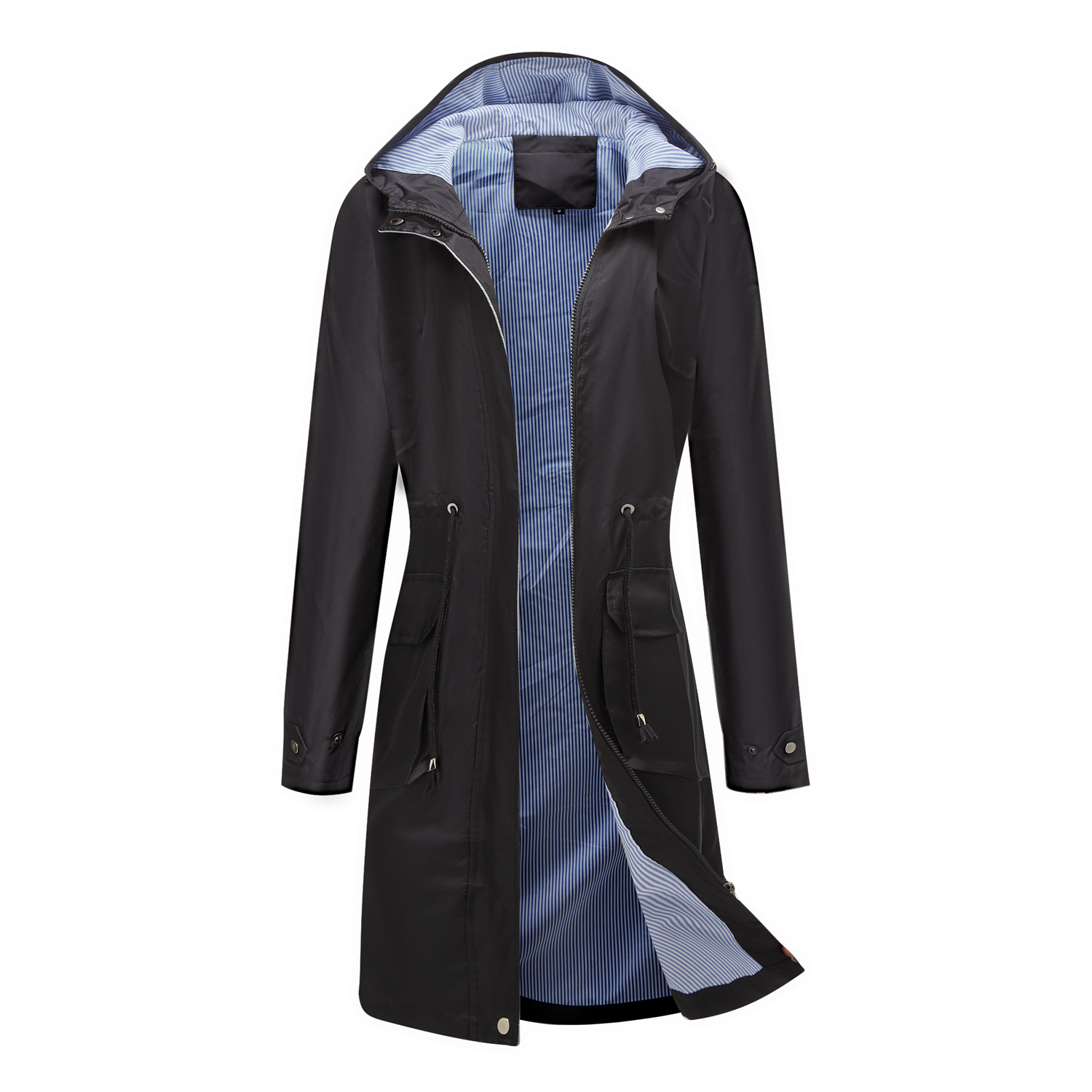 Kapuze Weit Unifarben Lässig Trenchcoat