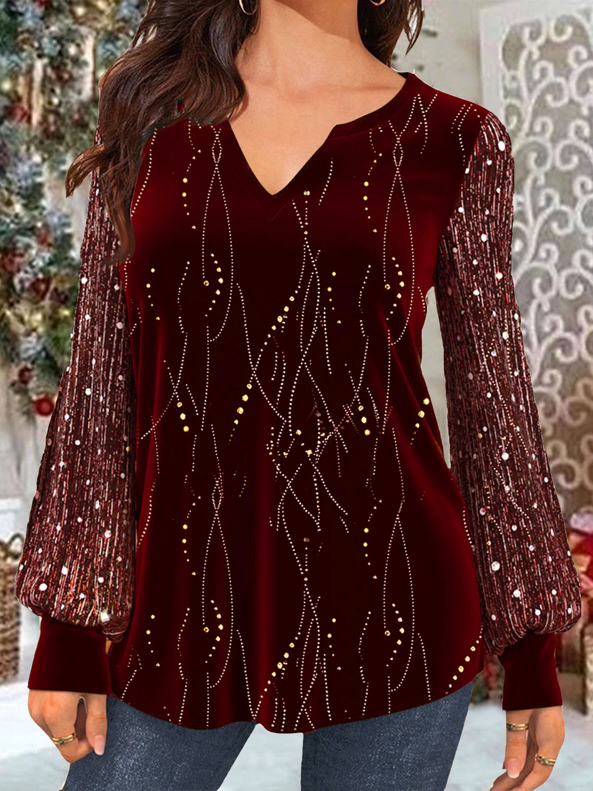 Samt Abstrakt Elegant Bluse