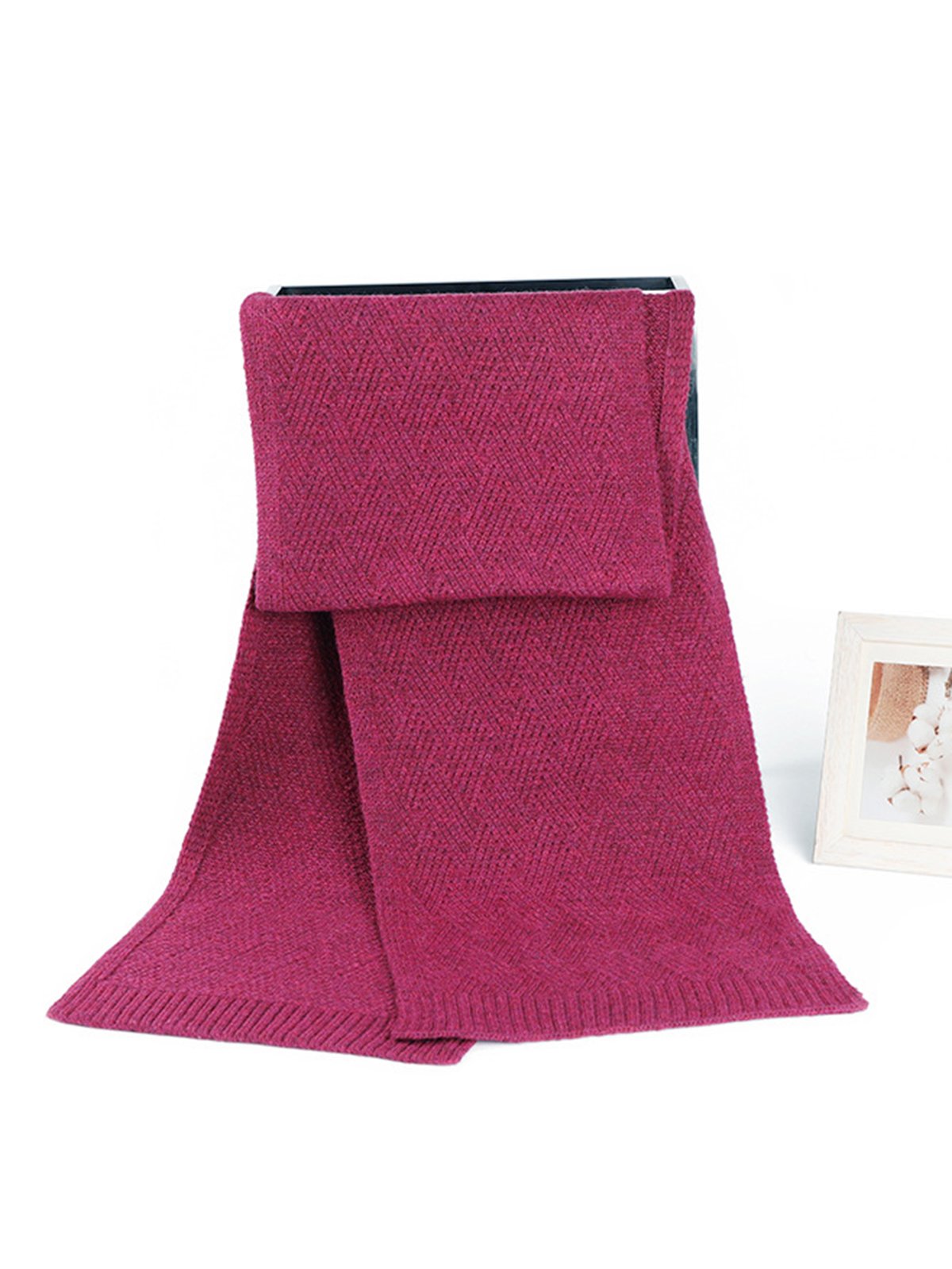Damen minimalistisch Wärme Wollmischung Gestrickt Schal