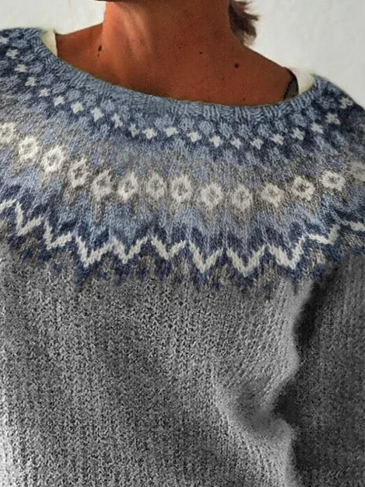 Weit Ethnisch Lässig Baumwollmischung Pullover