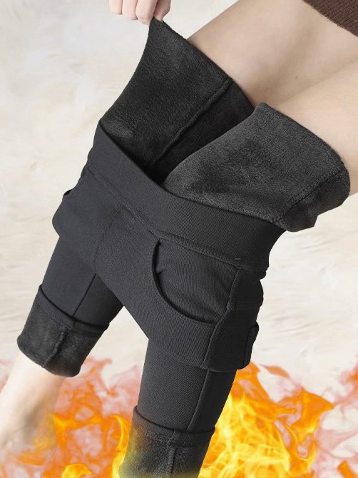 Lässig Unifarben Vlies Legging
