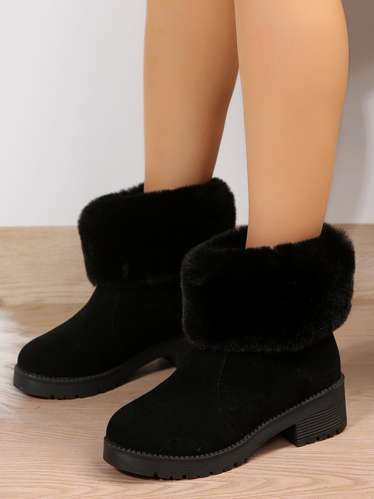 Lässig Winter Rutschfest Pelzig Schneestiefel
