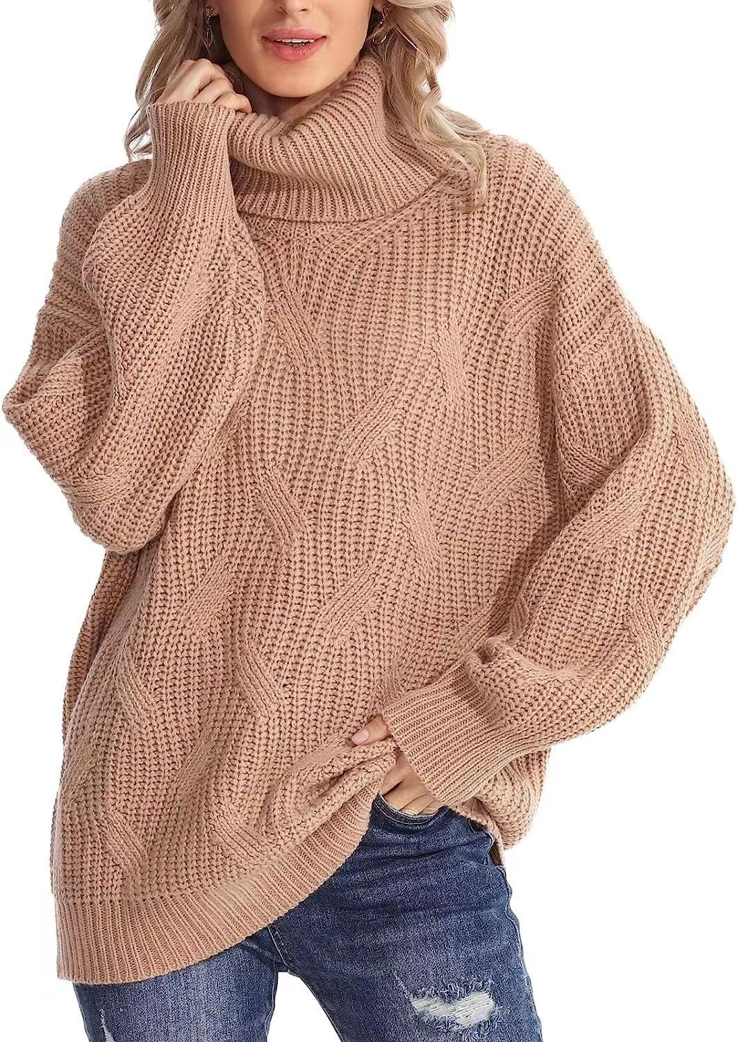 Damen Winter Gestreift Lässig Langarm Rollkragen Wolle/Stricken Pullover