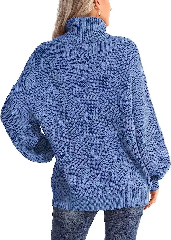 Damen Winter Gestreift Lässig Langarm Rollkragen Wolle/Stricken Pullover