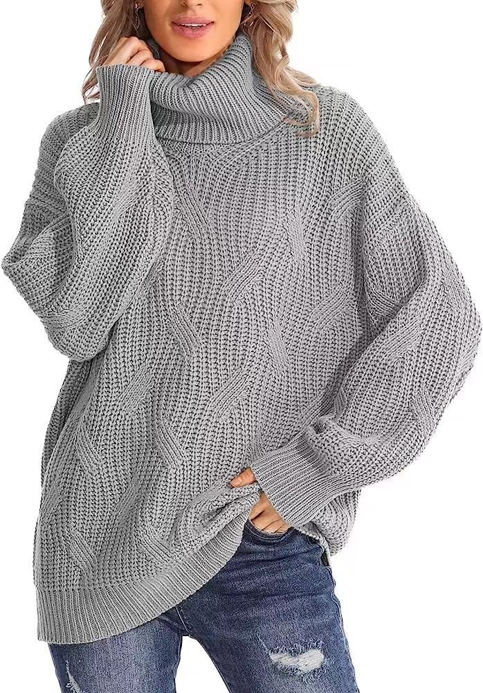 Damen Winter Gestreift Lässig Langarm Rollkragen Wolle/Stricken Pullover