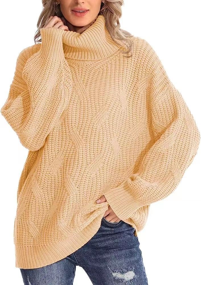 Damen Winter Gestreift Lässig Langarm Rollkragen Wolle/Stricken Pullover