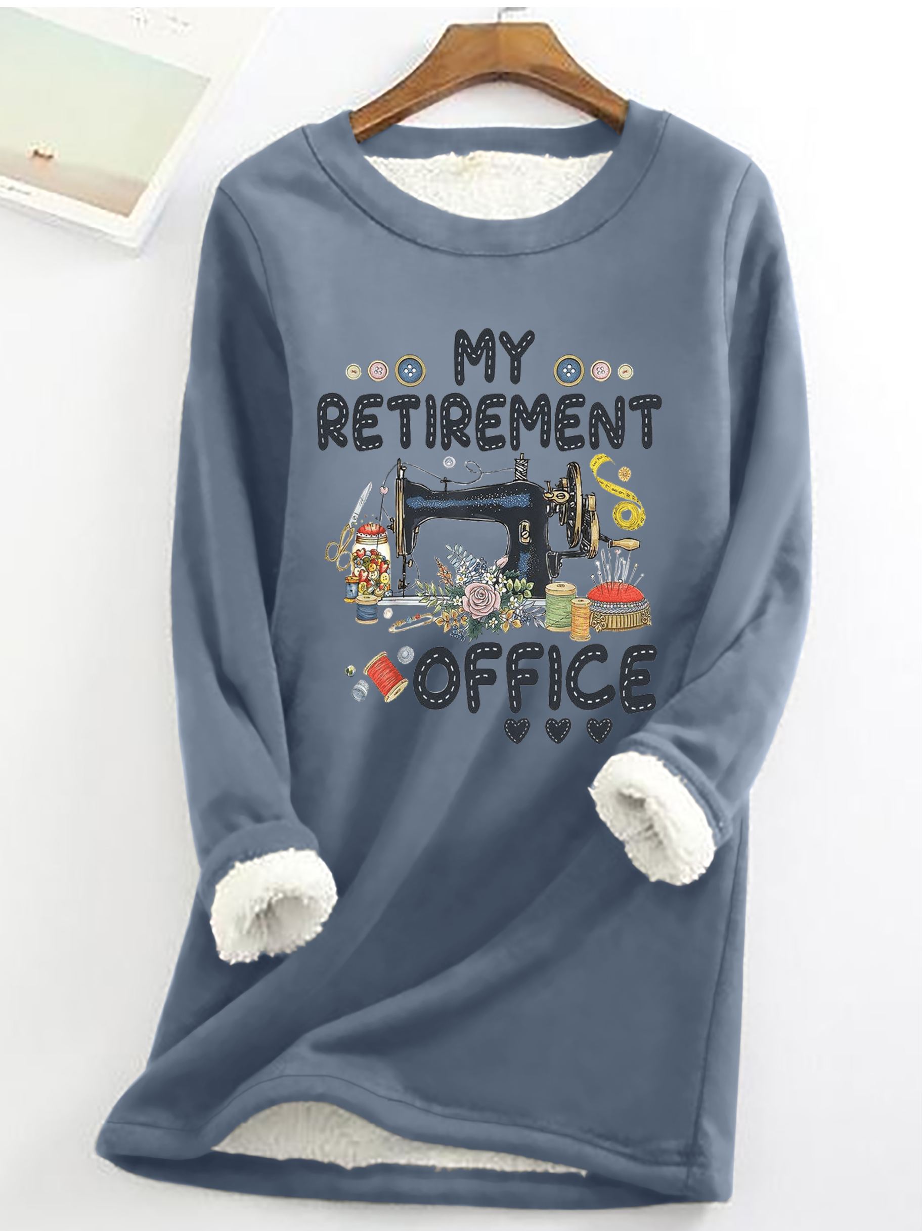 Damen LUSTIGES WORT Nähen meine Ruhestand Büro Einfach Weit Vlies Sweatshirt
