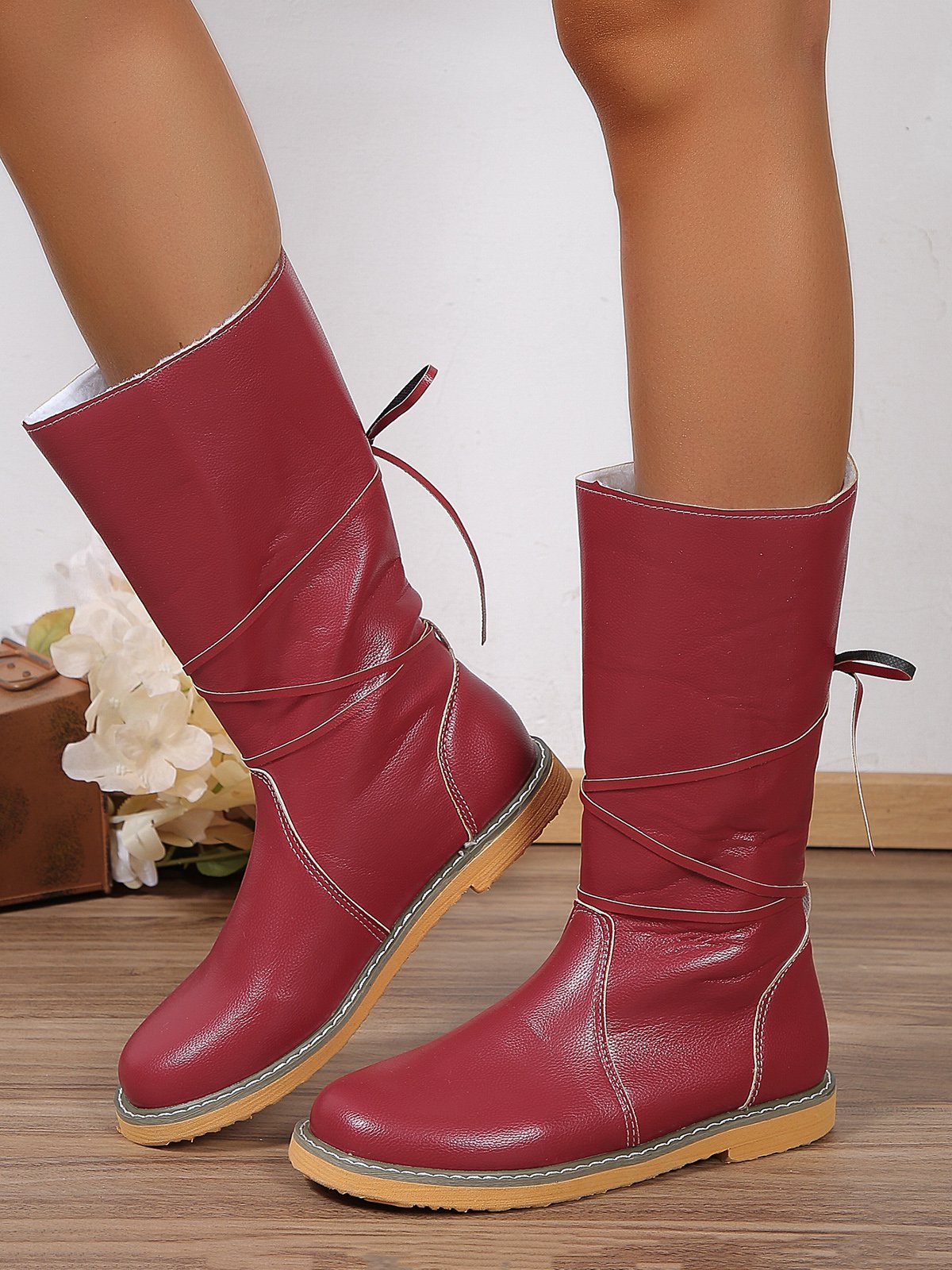 Damen Bequem Weich Leicht Schnürung Blockabsatz Stiefelette Schuhwerk