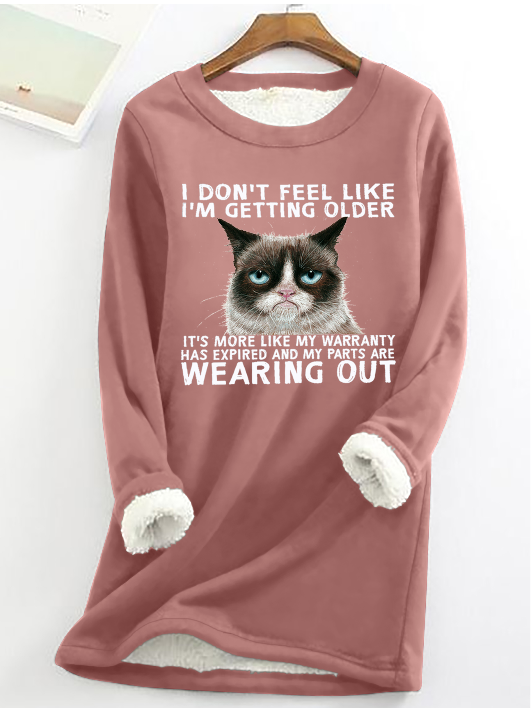 Damen Lustig Zitat  Mürrisch Katze Baumwollmischung Lässig Vlies Sweatshirt