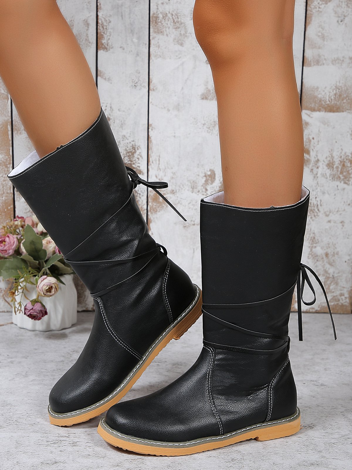 Damen Bequem Weich Leicht Schnürung Blockabsatz Stiefelette Schuhwerk