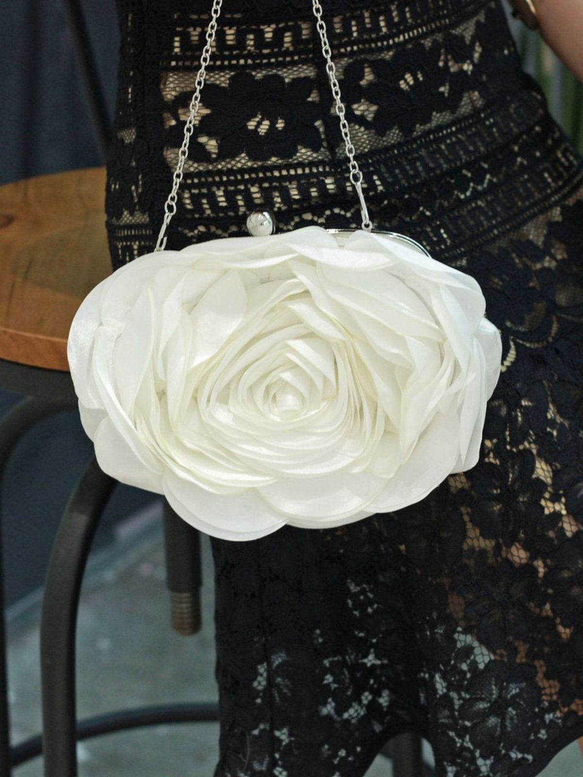 Elegant Blume Satin Kupplung Tasche