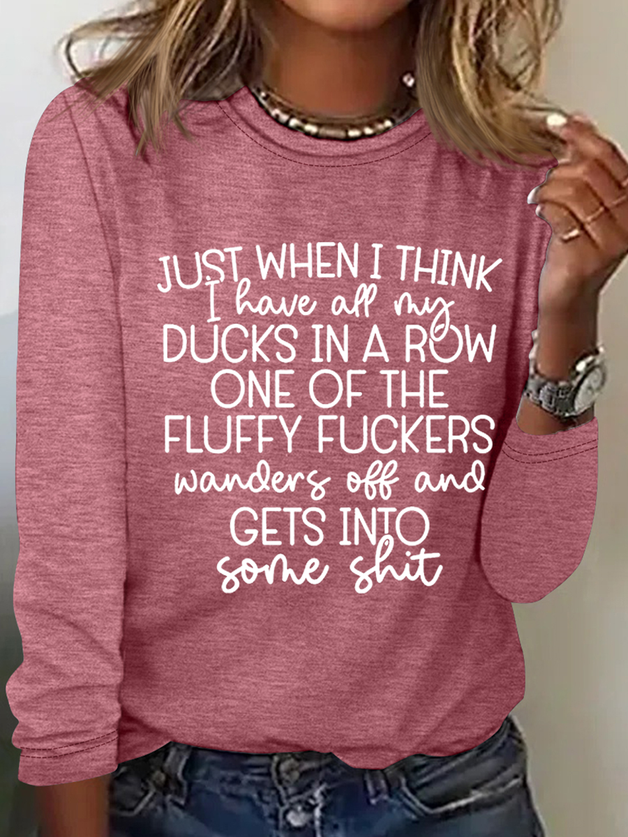 Damen Langarm Bluse Frühling/Herbst Textbriefe Rundhals Täglich Ausgehen Einfach Oberteile
