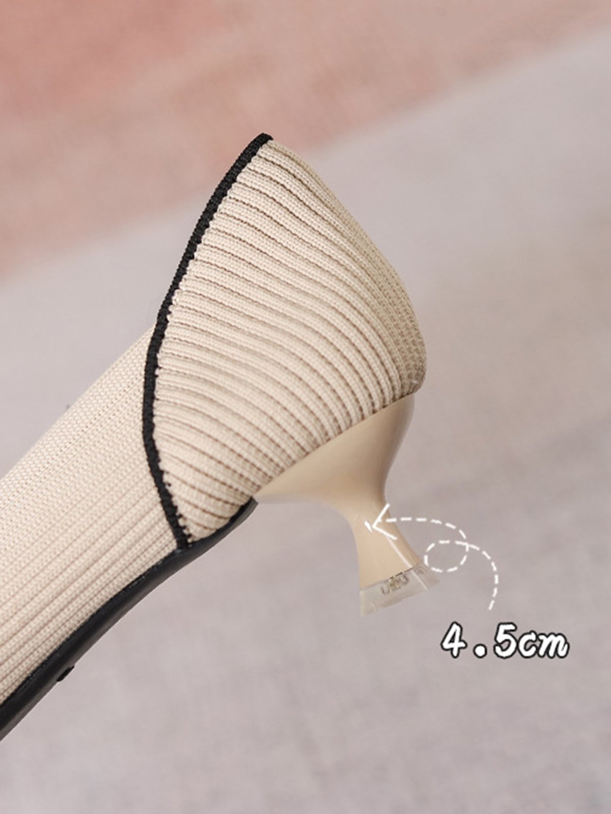 Damen minimalistisch Farbblock Atmungsaktiv Textil Kätzchen-Ferse Pumps