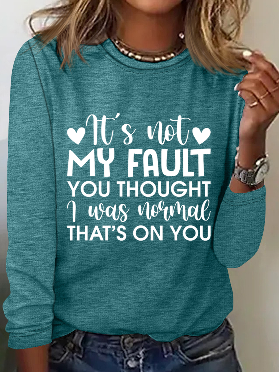 Damen Langarm Bluse Frühling/Herbst Textbriefe Rundhals Täglich Ausgehen Einfach Oberteile
