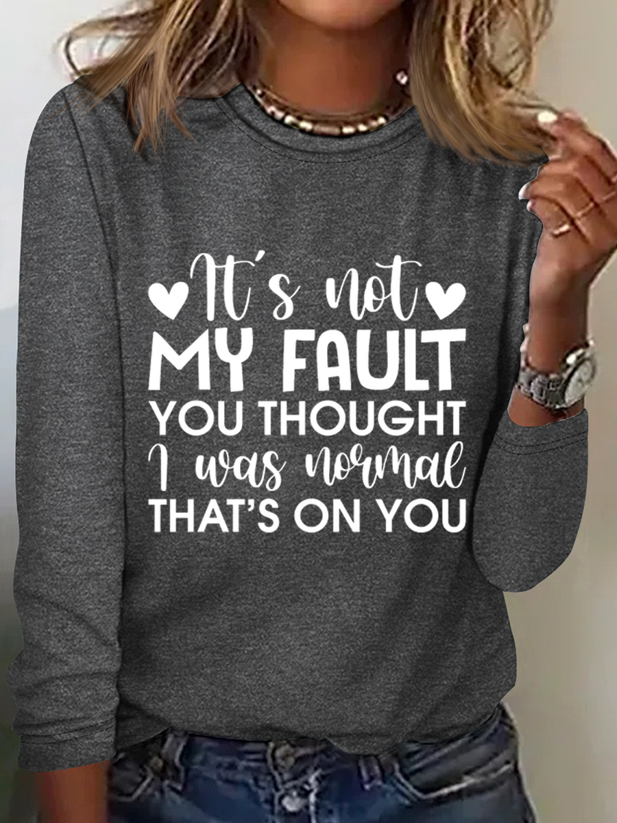 Damen Langarm Bluse Frühling/Herbst Textbriefe Rundhals Täglich Ausgehen Einfach Oberteile