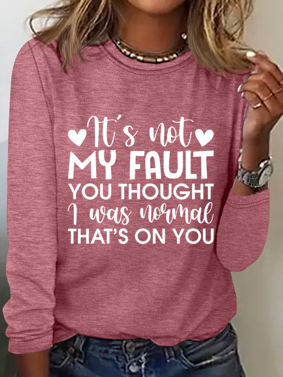 Damen Langarm Bluse Frühling/Herbst Textbriefe Rundhals Täglich Ausgehen Einfach Oberteile