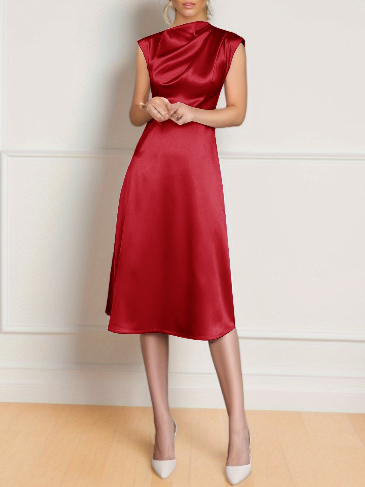Damen Elegante Party Cocktail Kleider Halber Rollkragen Abendkleider
