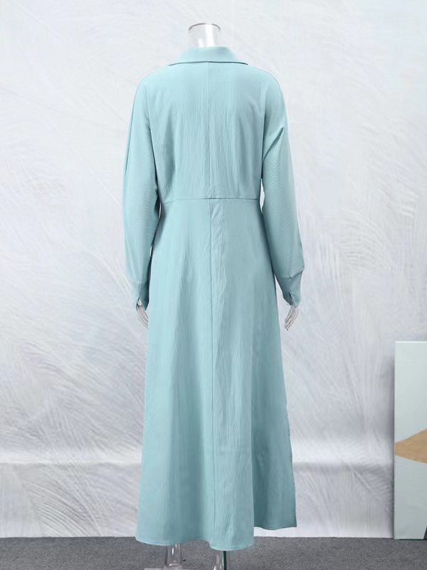 Einfach Regelmäßige Passform Unifarben Kleid mit Nein Gürtel