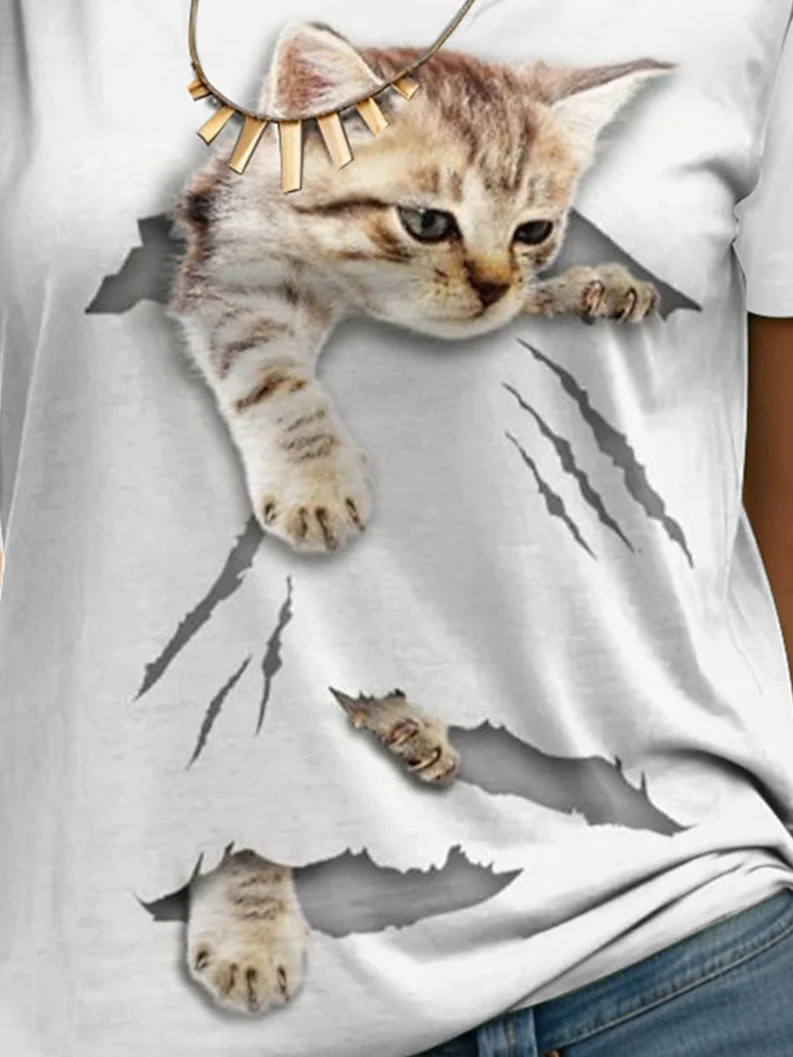 Katze Weit Lässig T-Shirt