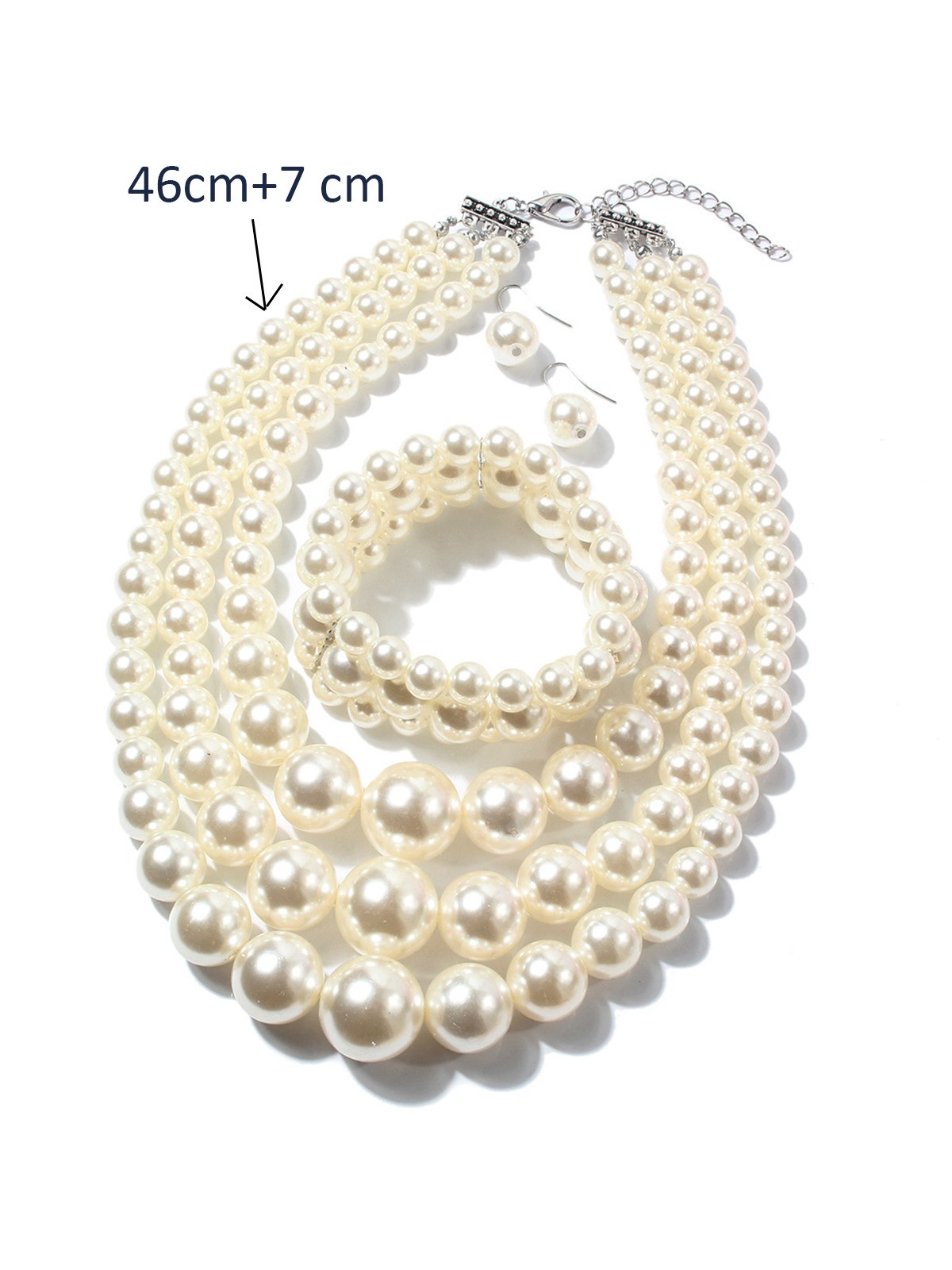 3 Stück/Set Elegant Nachgemachte Perle Multilayer Halskette Party Schmuck Set