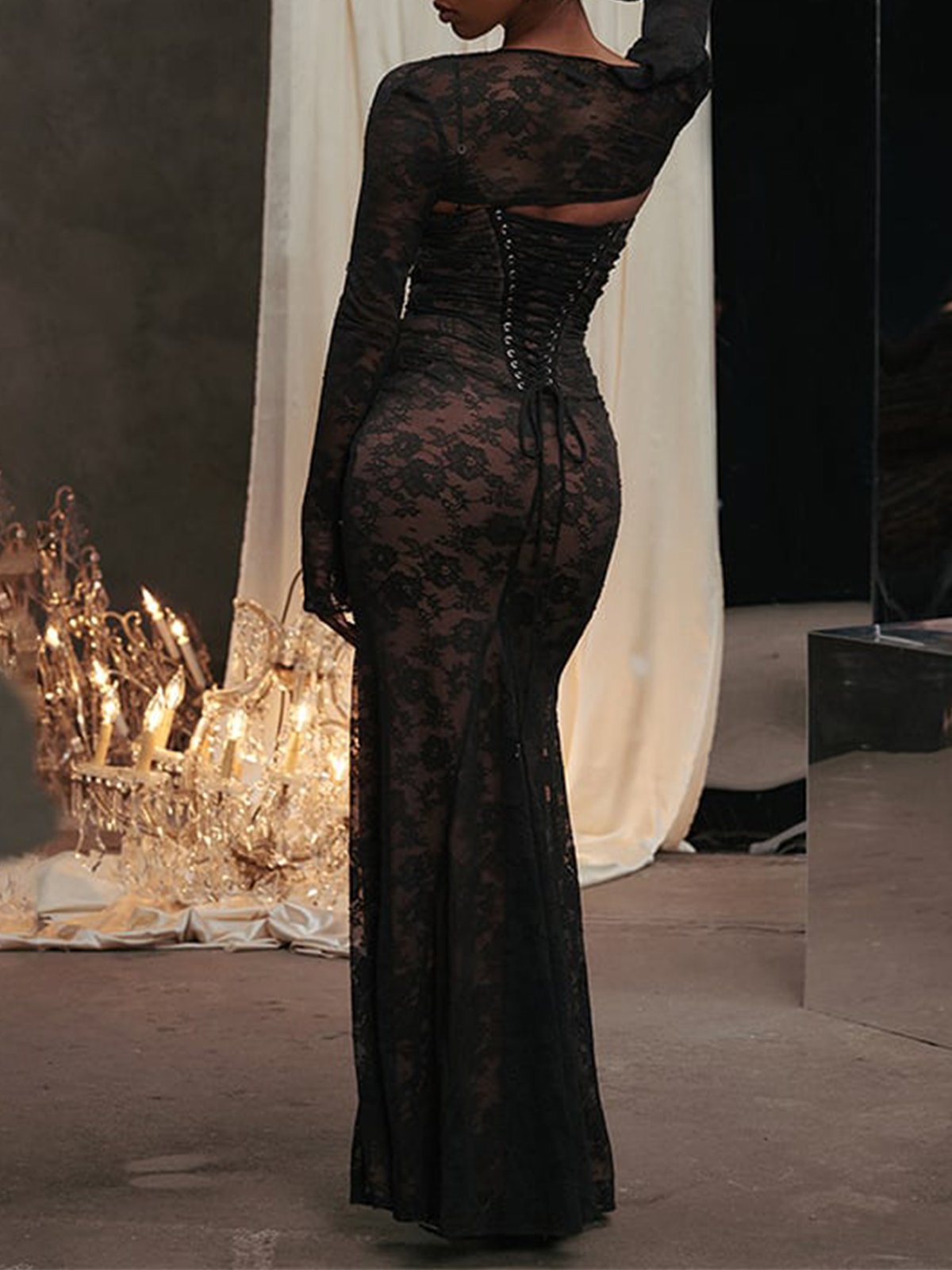 Sexy Regelmäßige Passform Karree-Ausschnitt Kleid