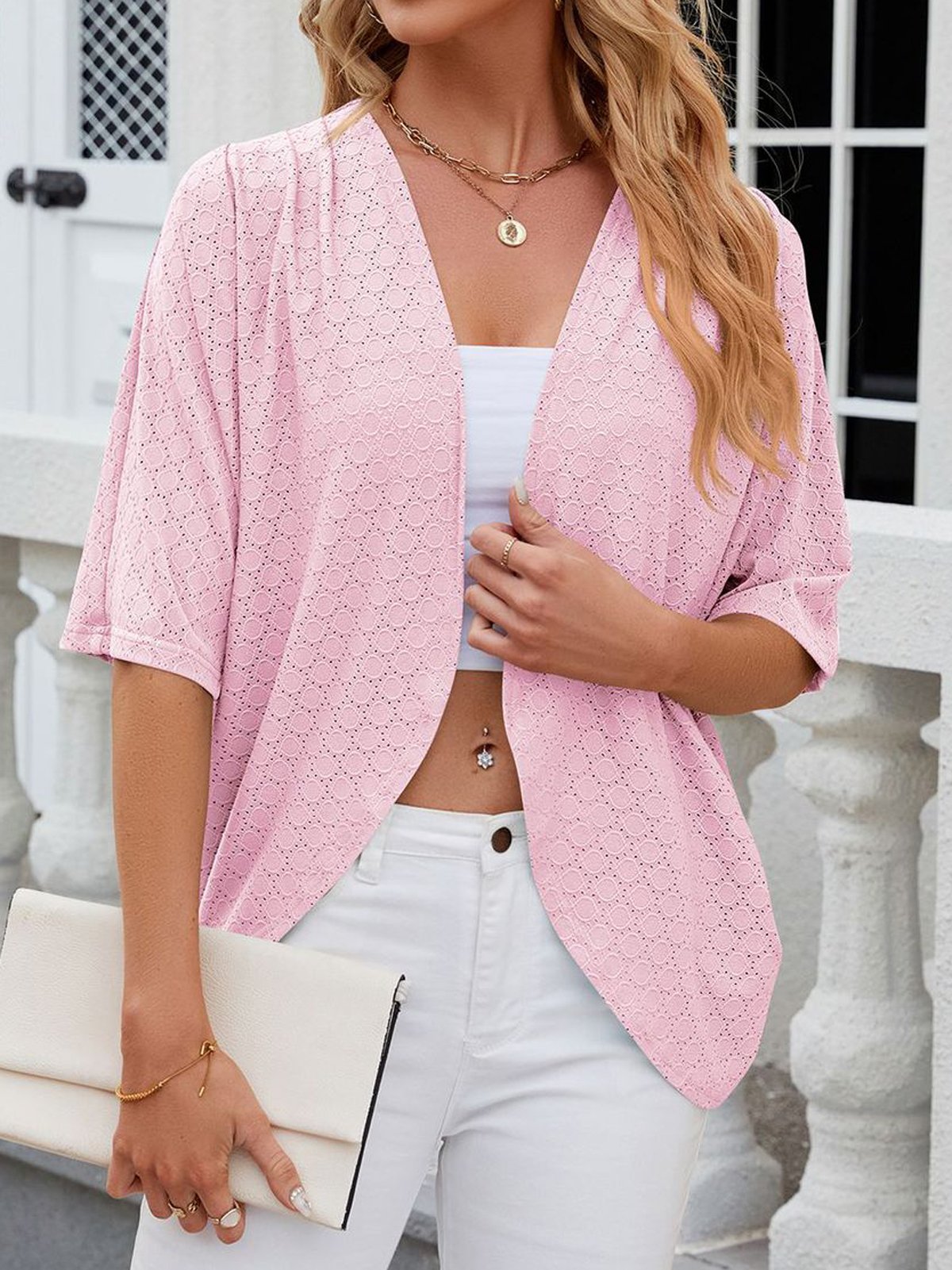 Damen Sommer Oberbekleidung Lässig Unifarben Schal Jacke