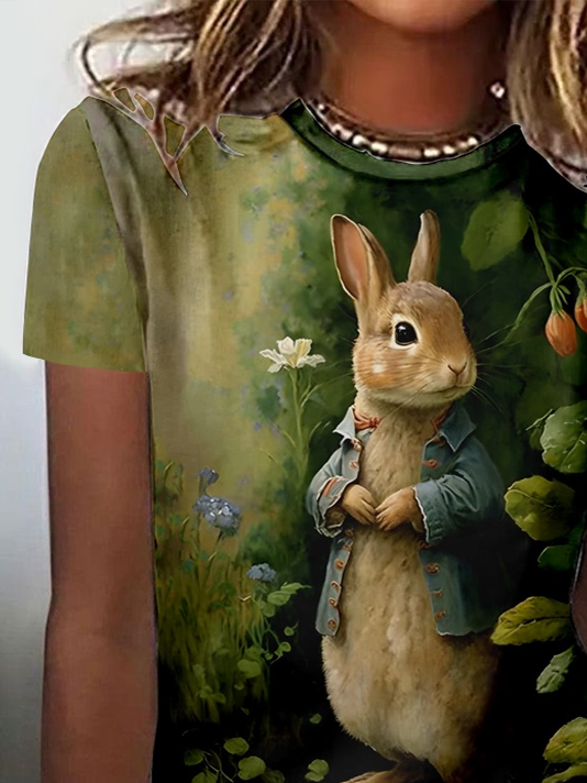 Große Größen Lässig Hase Weit T-Shirt