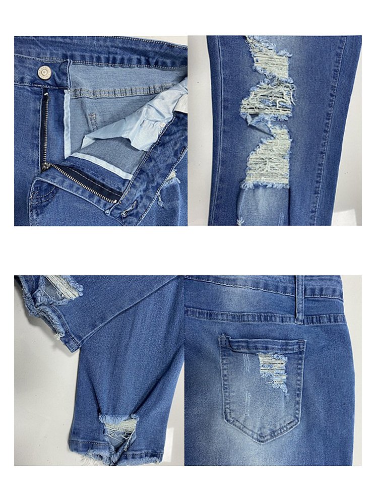 Lässig Denim Unifarben Waschvorgang Jeans