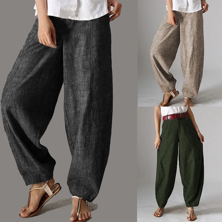 Damen Hose Haremshosen Täglich Ausgehen Lässig Taschennähen Baumwolle Unifarben Frühling/Herbst Hose