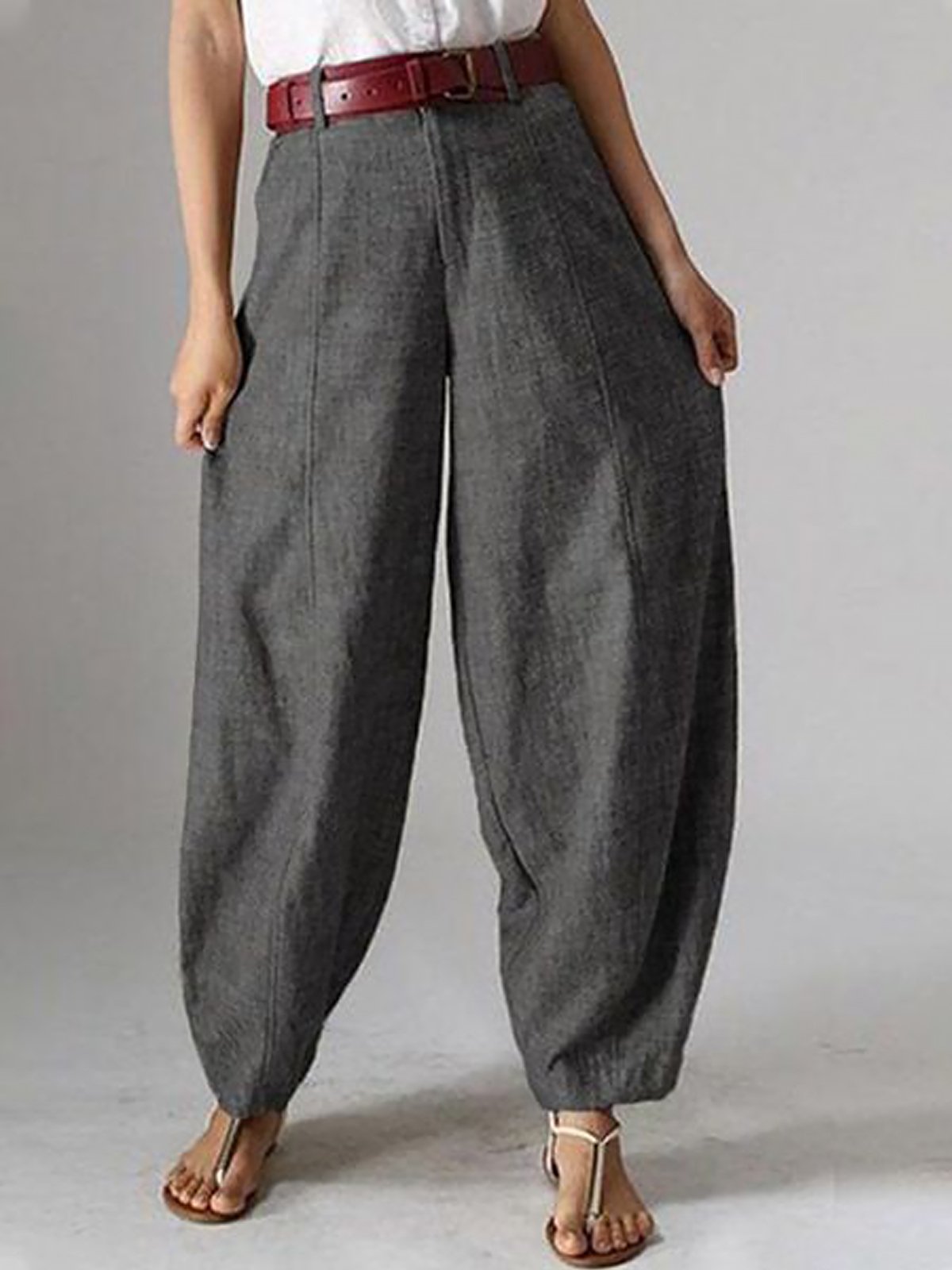Damen Hose Haremshosen Täglich Ausgehen Lässig Taschennähen Baumwolle Unifarben Frühling/Herbst Hose