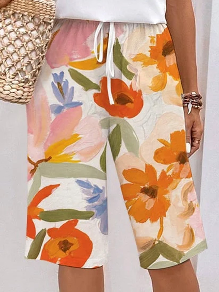 Damen Hose Gerade Hosen Täglich Ausgehen Lässig Geblümt Sommer Hose