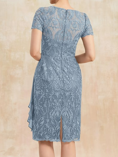 Elegant Rundhals Spitze Regelmäßige Passform Kleid
