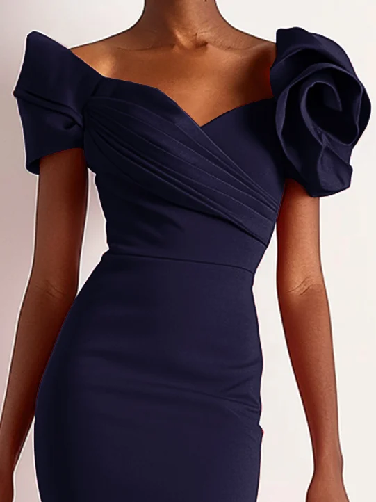 Damen Abendkleider Elegante Party Kleider Cocktail Kleid Gerüscht Midikleid