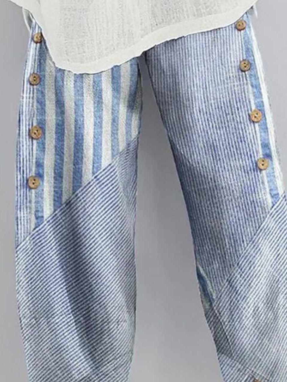 Damen H-Linie Haremshosen Täglich Ausgehen Hose Lässig Baumwolle Gestreift Frühling/Herbst Hose