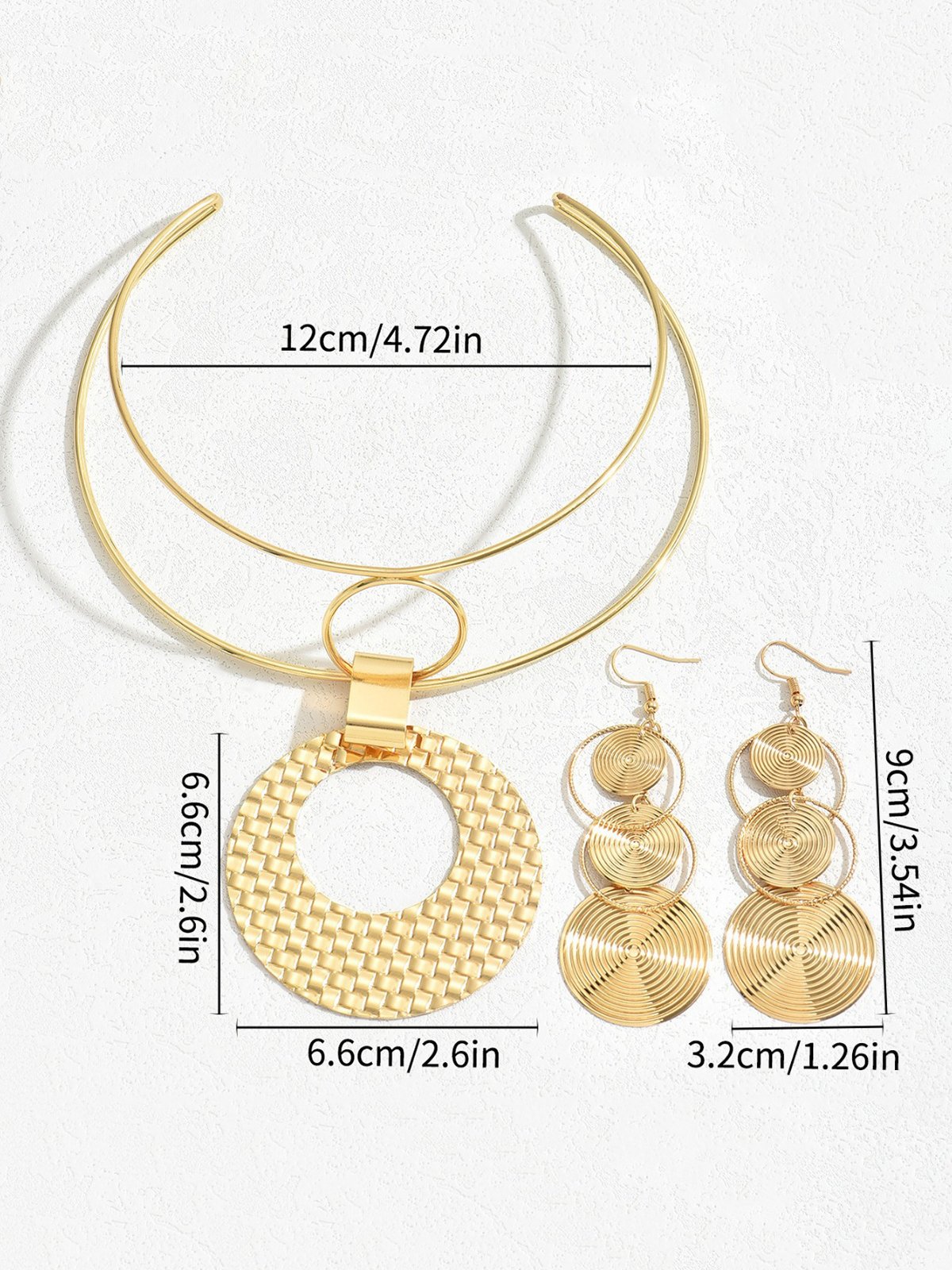 Personalisiert Geometrisch Geprägt Schmuck Set