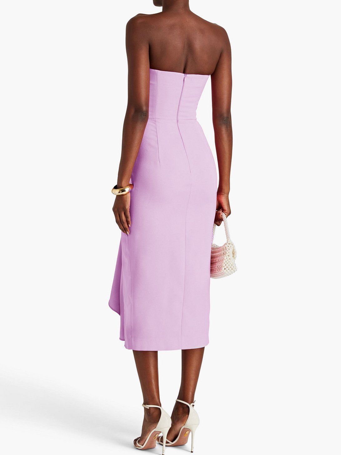 Damen Ärmellos Sommer Unifarben Gerüscht Kleid Trägerlos Date Ausgehen Urban Midi H-Linie Pink