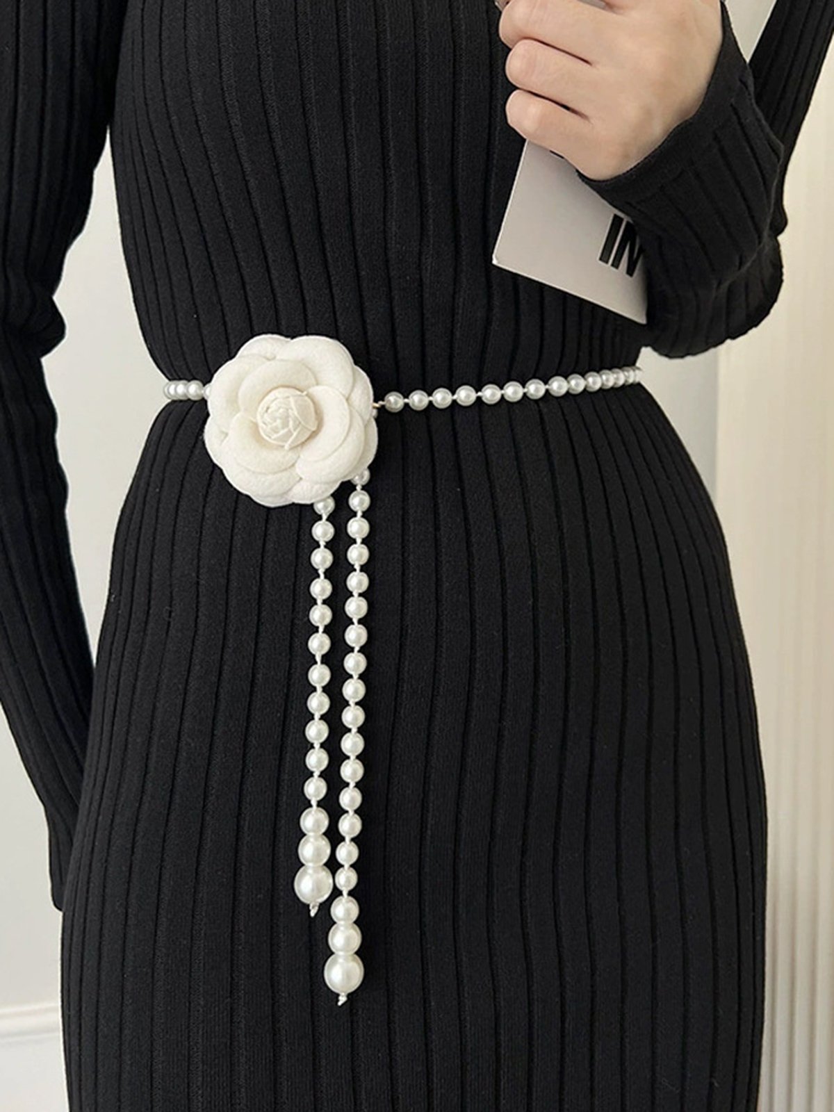 Elegant Kamelie Blume Taille Kette Faux Perlen Halskette