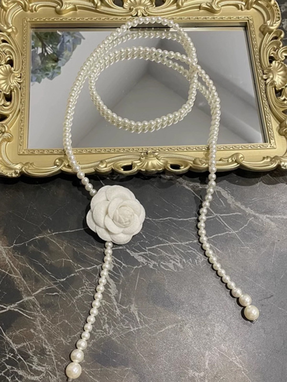 Elegant Kamelie Blume Taille Kette Faux Perlen Halskette