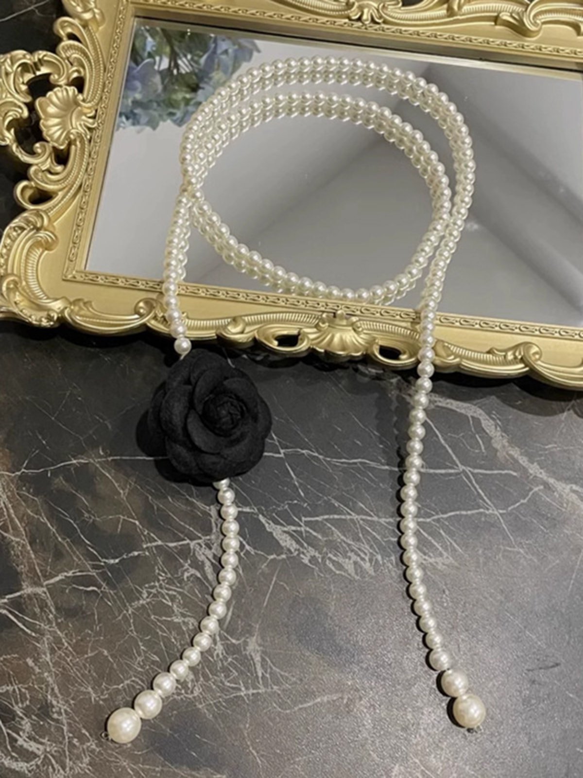 Elegant Kamelie Blume Taille Kette Faux Perlen Halskette