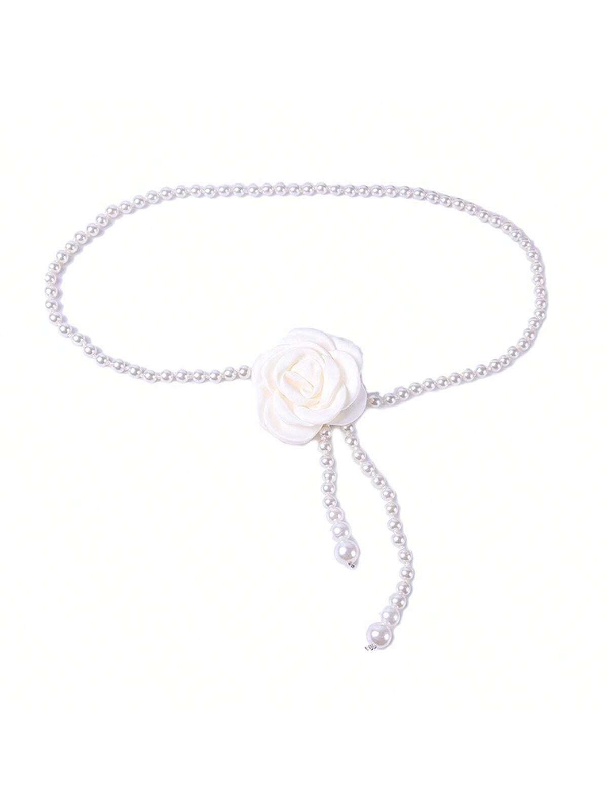 Elegant Kamelie Blume Taille Kette Faux Perlen Halskette